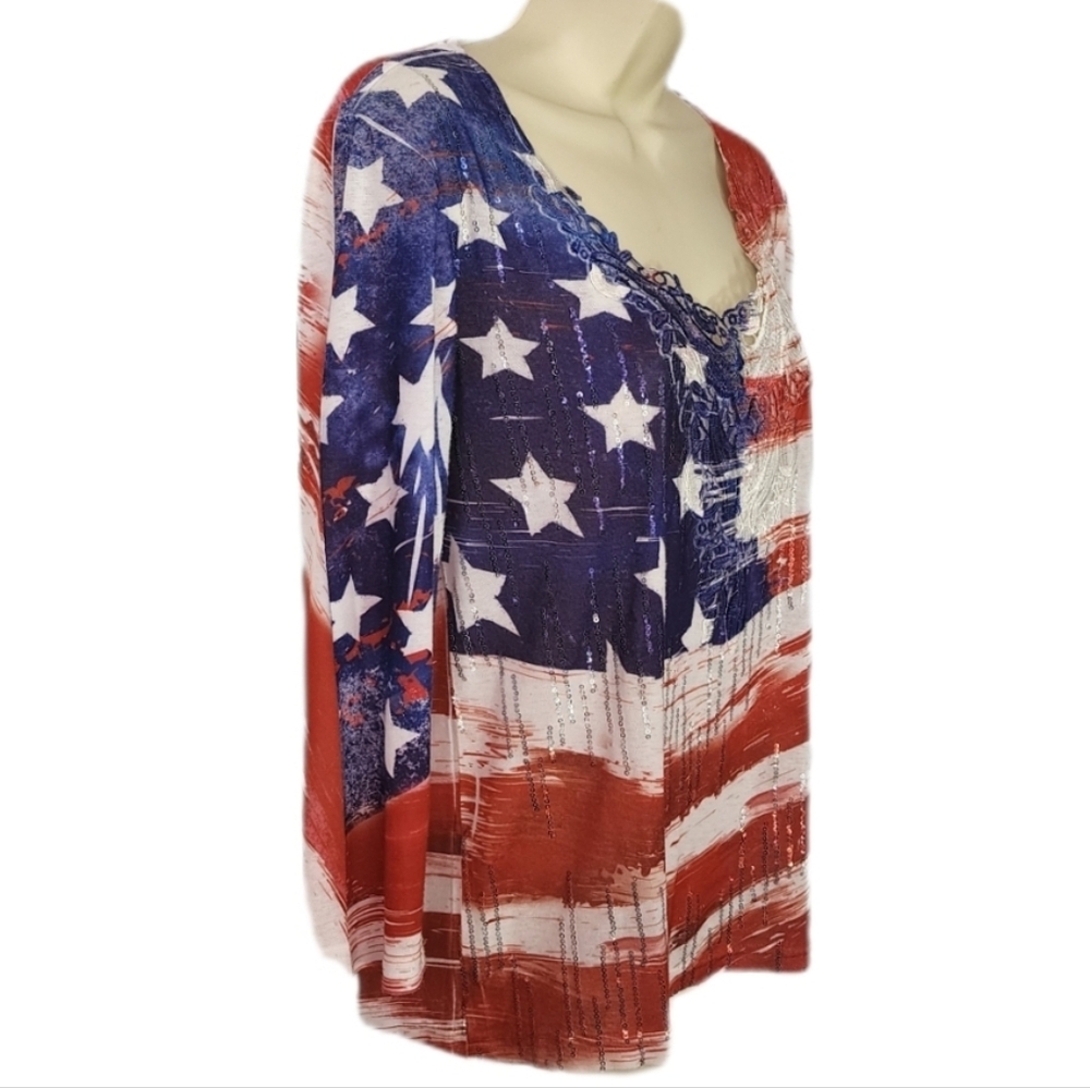Impulse California Patriotic Stars And Stripes Shirt Red Size S - Picture 4 of 10